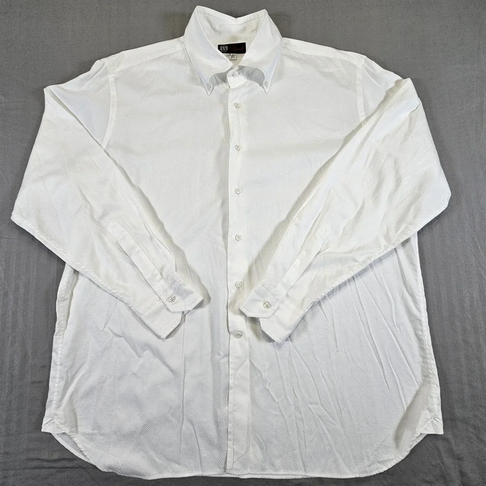 Burdi Dress Shirt Designer Mens XXL White Check Italy Comfort Fit Soft